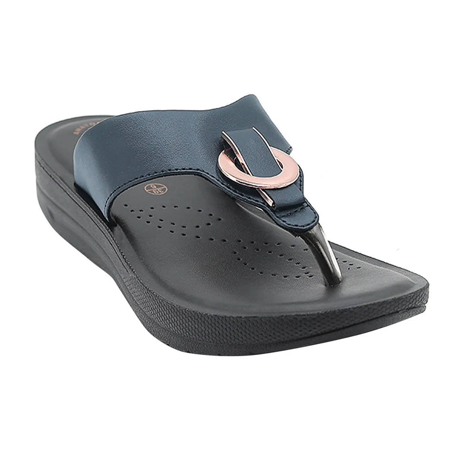 Inblu Women Navy Blue Thong Style Sandal with Embelished Upper (CR08_N.BLUE)
