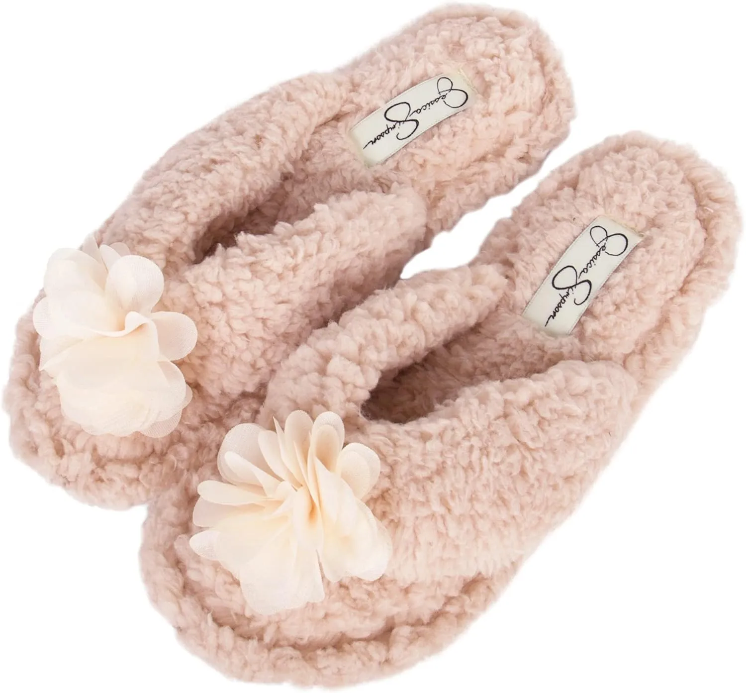 Jessica Simpson Women's Plush Marshmallow Slide-On Sandal House Slippers with Memory Foam