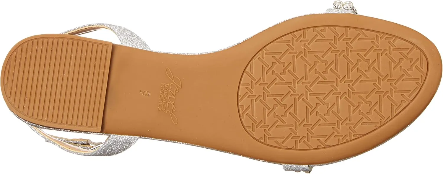 Jewel Badgley Mischka Daria Pearl and Crystal Flat Sandals