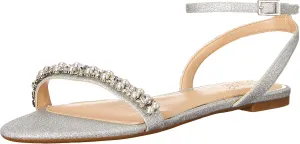 Jewel Badgley Mischka Daria Pearl and Crystal Flat Sandals