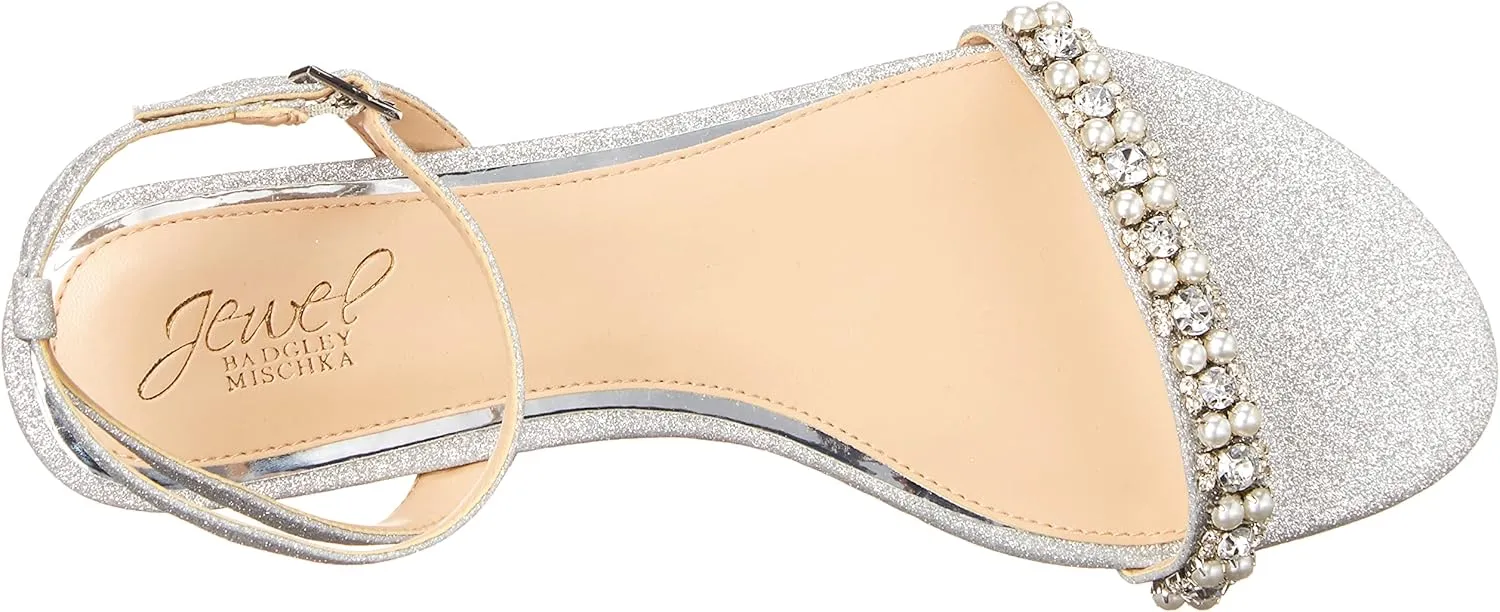 Jewel Badgley Mischka Daria Pearl and Crystal Flat Sandals