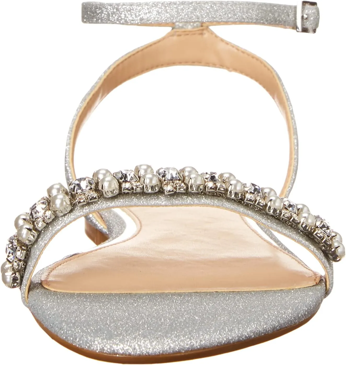 Jewel Badgley Mischka Daria Pearl and Crystal Flat Sandals