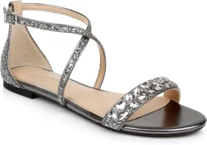 Jewel Badgley Mischka Osome Glitter Flat Sandals