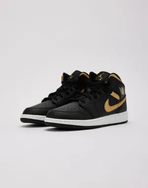Kids Air Jordan 1 Mid GS Wings Black Gold White DQ8423-071 Shoe Sneaker Trainer