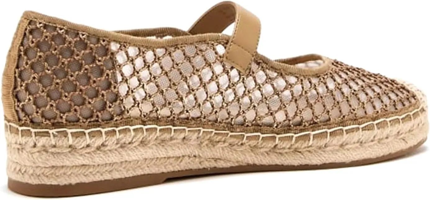 KysBloes Woven Platform Mary Janes Espadrille Flats for Women Wegde Mesh Ballet Flats Fishnet Buckle Strap Pumps Raffia Ballerina Shoes