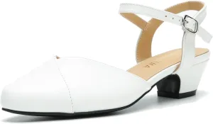 LIURUIJIA Women's Low Chunky Heel Slingback Dress Shoes Comfortable Closed Toe Block Heels Sandals