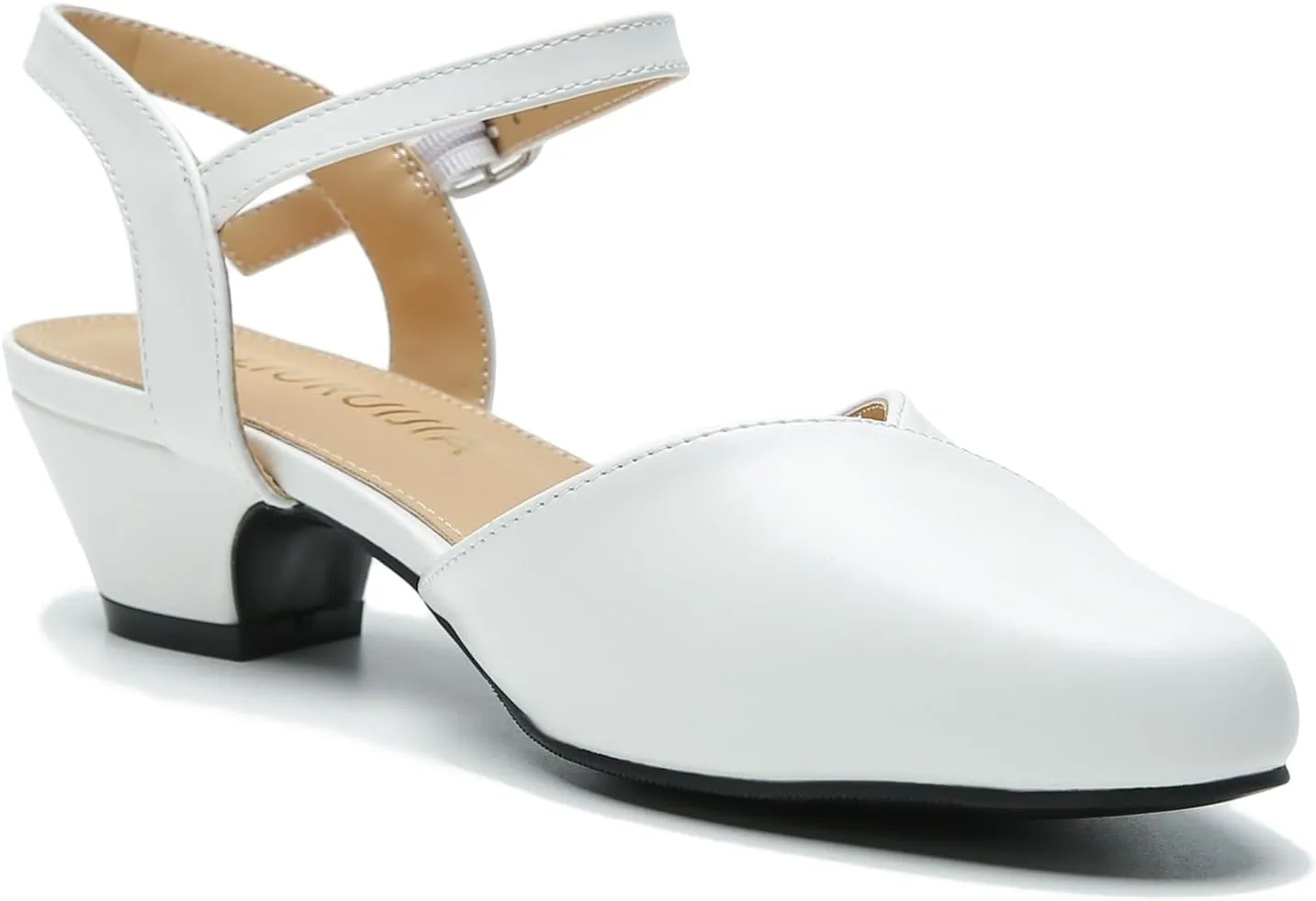 LIURUIJIA Women's Low Chunky Heel Slingback Dress Shoes Comfortable Closed Toe Block Heels Sandals