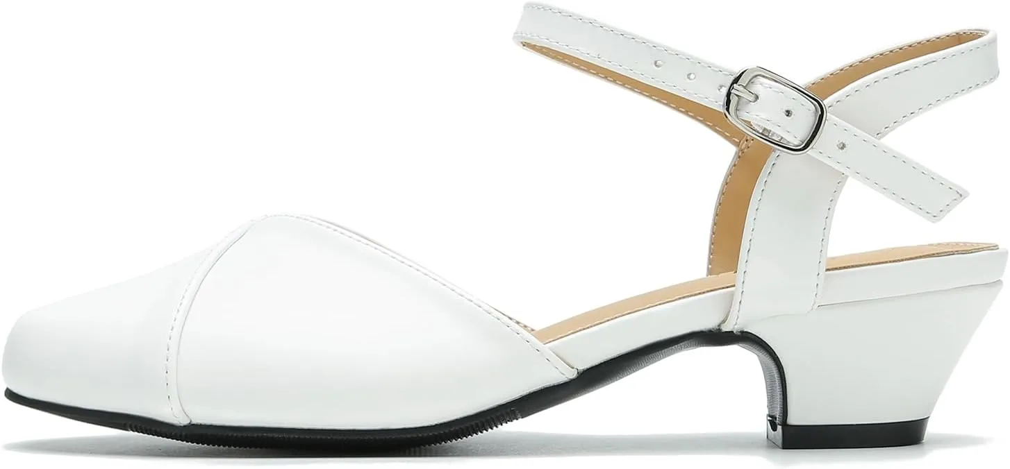 LIURUIJIA Women's Low Chunky Heel Slingback Dress Shoes Comfortable Closed Toe Block Heels Sandals