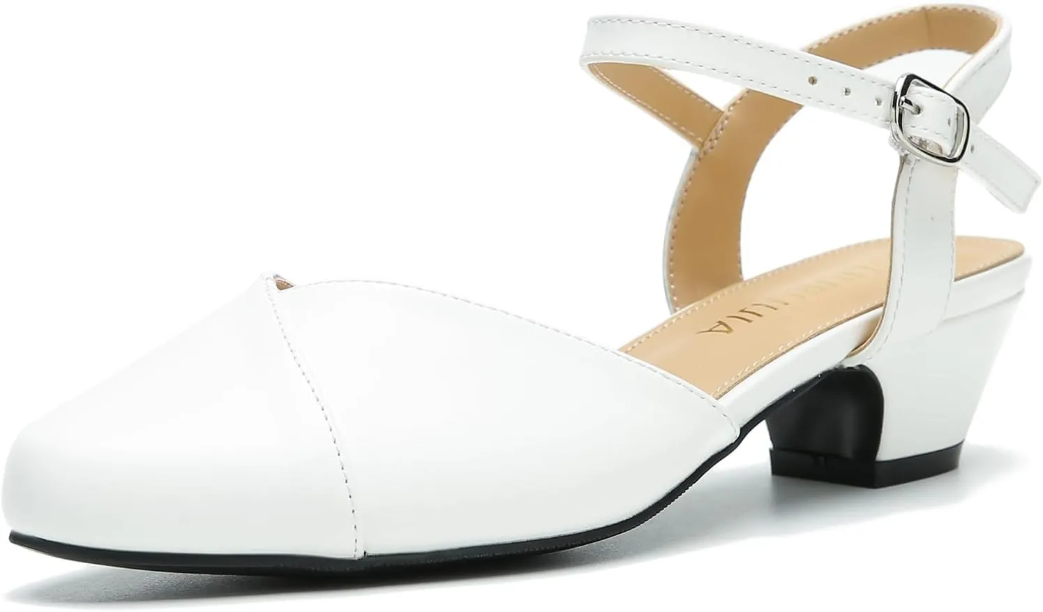 LIURUIJIA Women's Low Chunky Heel Slingback Dress Shoes Comfortable Closed Toe Block Heels Sandals