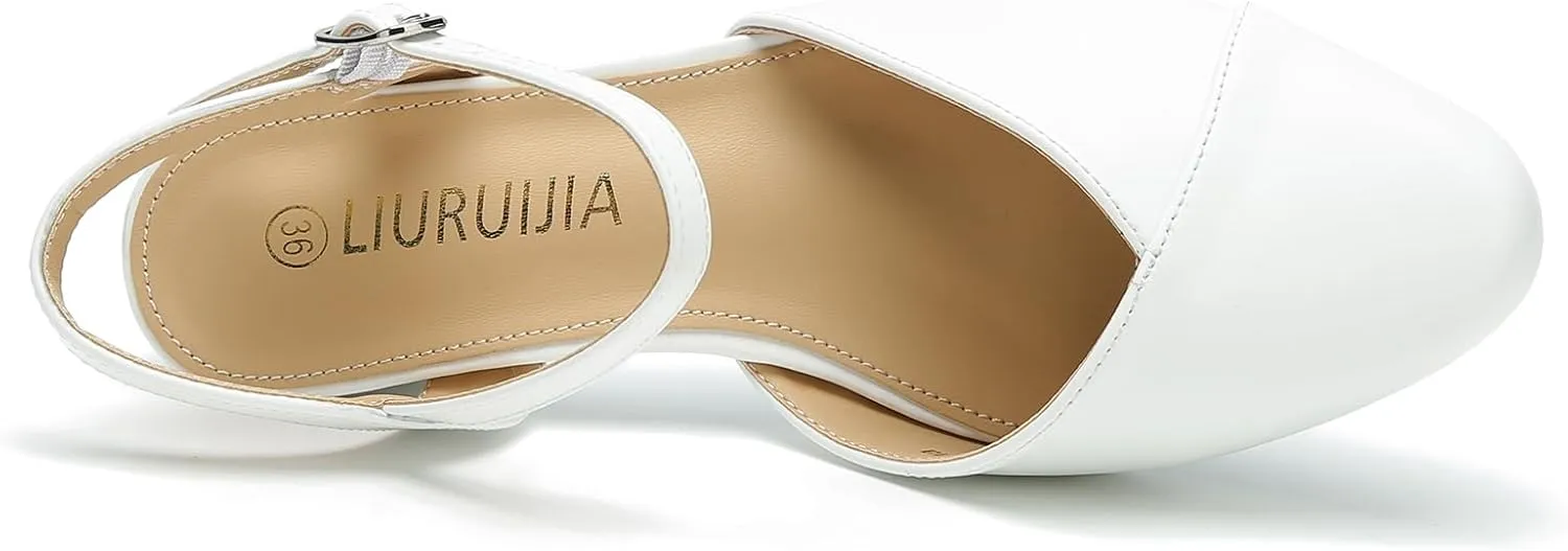 LIURUIJIA Women's Low Chunky Heel Slingback Dress Shoes Comfortable Closed Toe Block Heels Sandals
