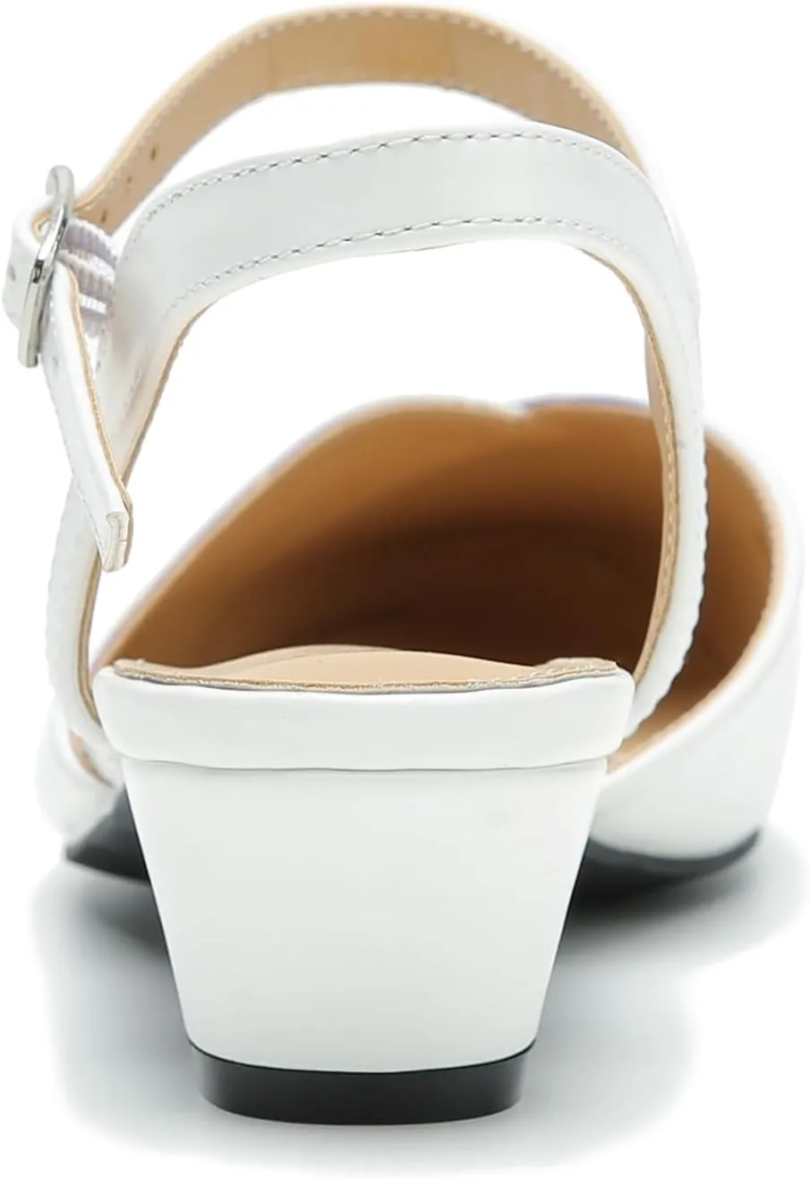 LIURUIJIA Women's Low Chunky Heel Slingback Dress Shoes Comfortable Closed Toe Block Heels Sandals