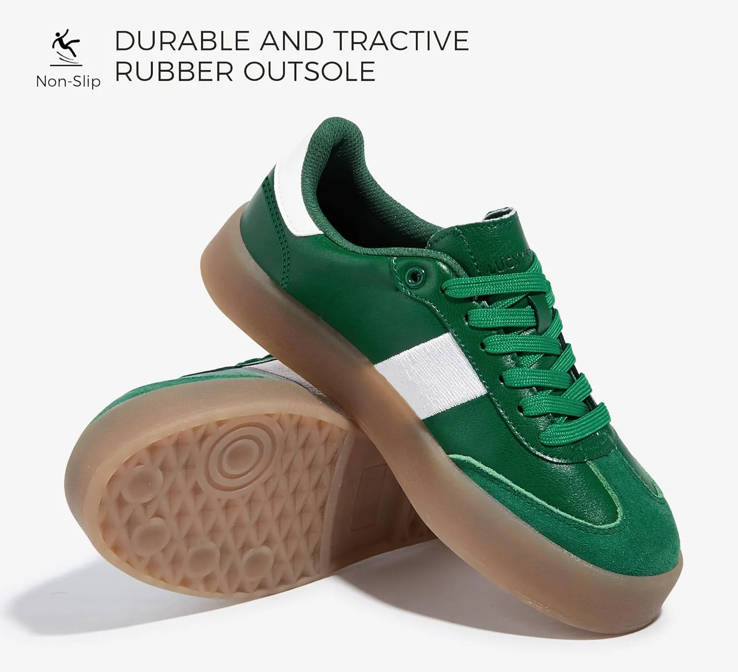 LUCKY STEP Women's Retro Sneakers Fashion Classic Casual Tennis Platform Gum Sole Anti Slip Footwear Faux Leather Trainers Walking Skate Shoes