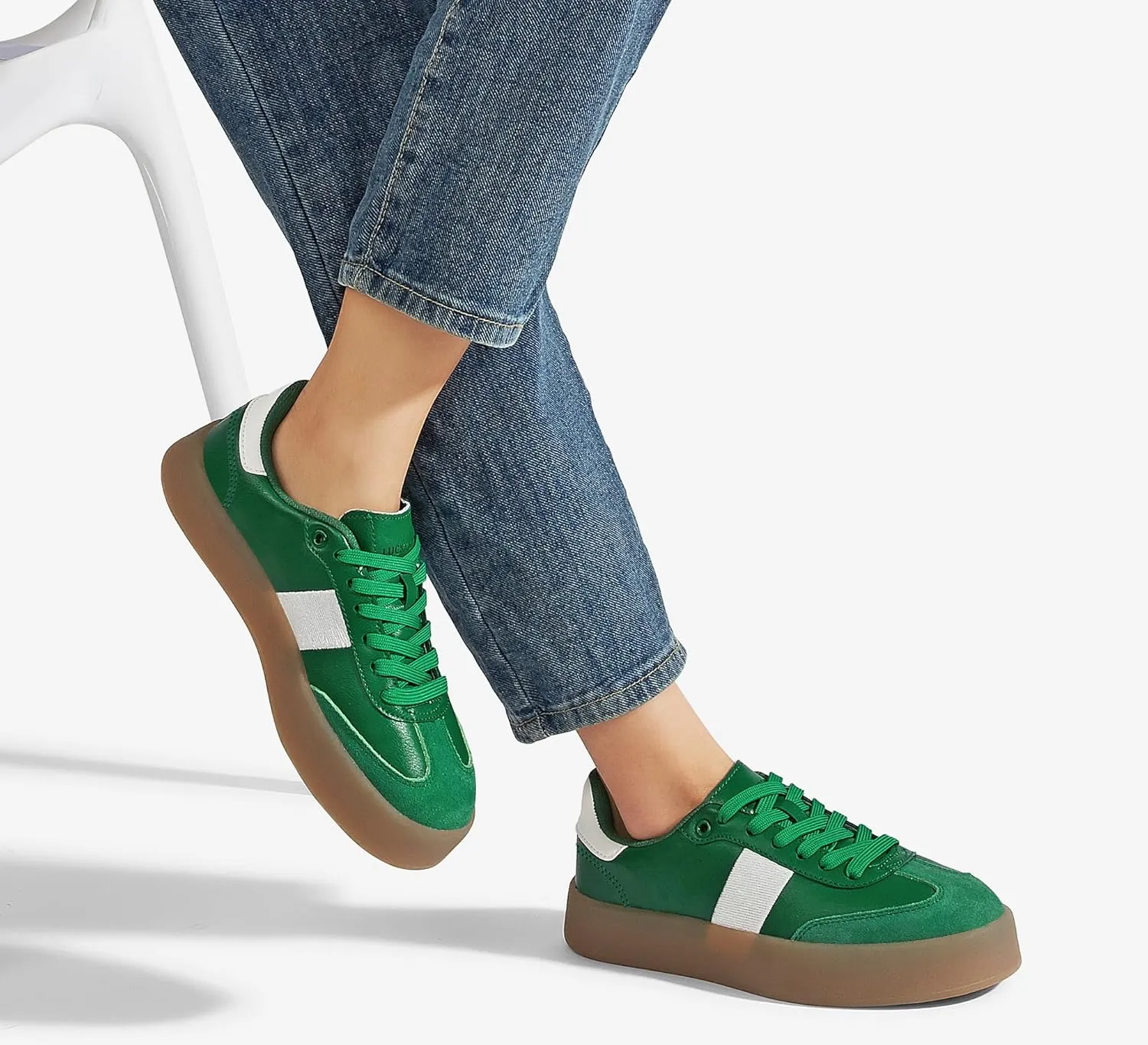 LUCKY STEP Women's Retro Sneakers Fashion Classic Casual Tennis Platform Gum Sole Anti Slip Footwear Faux Leather Trainers Walking Skate Shoes