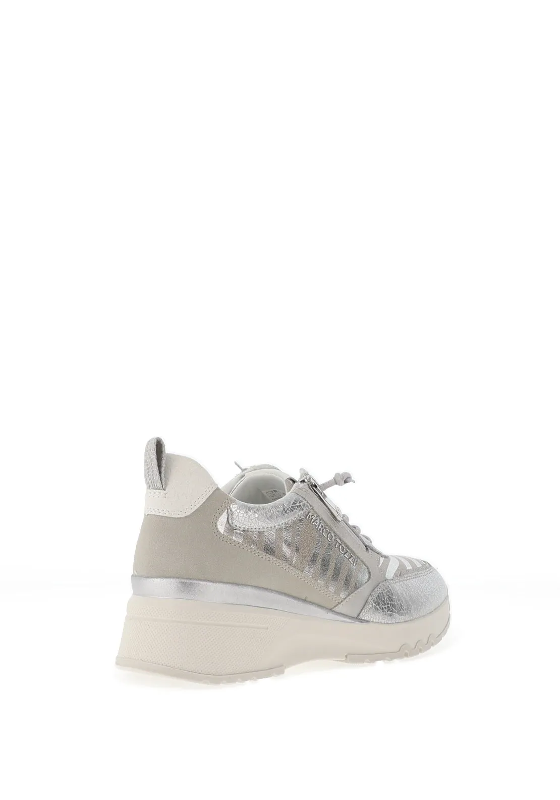 Marco Tozzi Zebra Printed Platform Sole Trainer, Silver