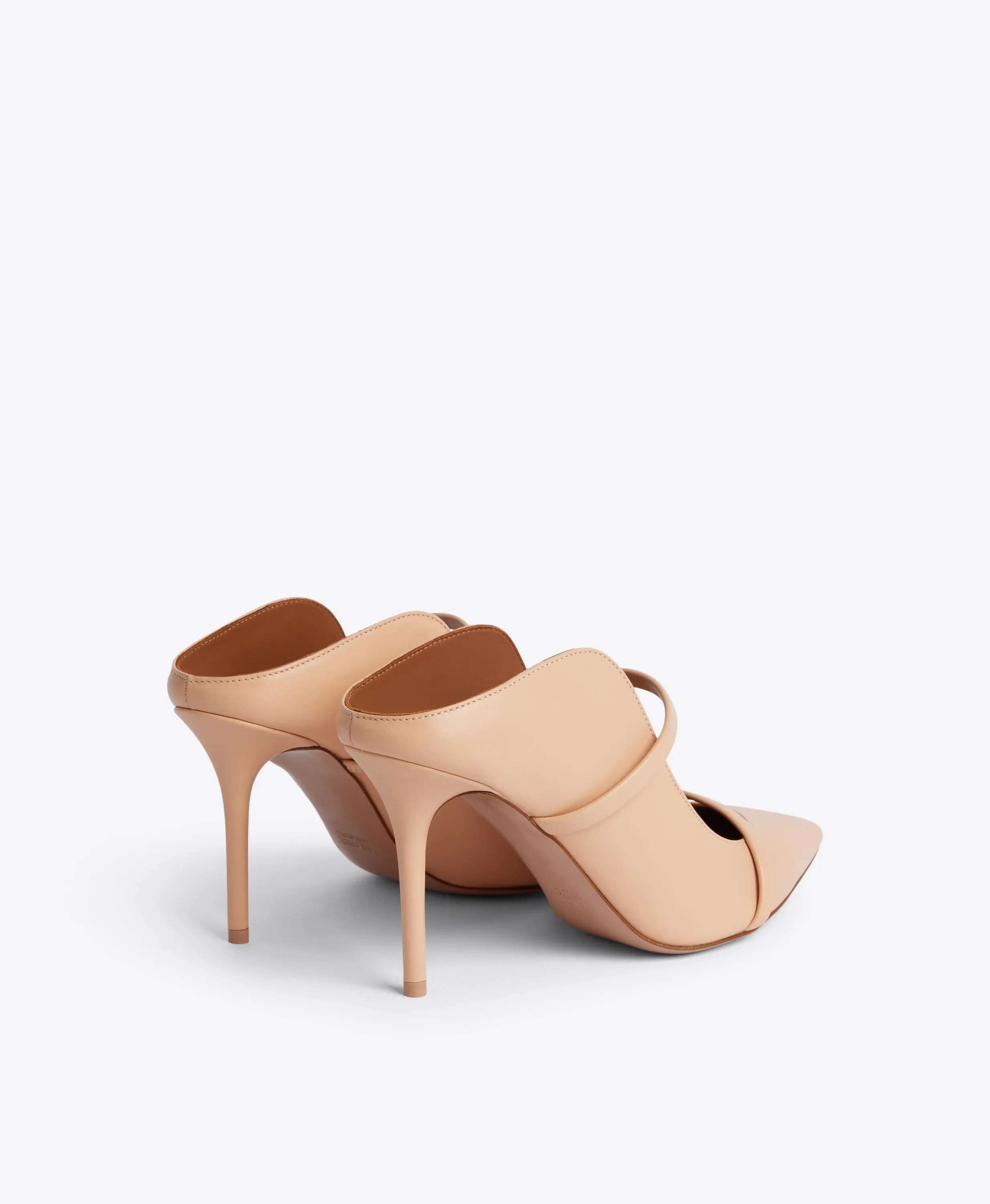Maureen 85 Beige Leather Heeled Mules