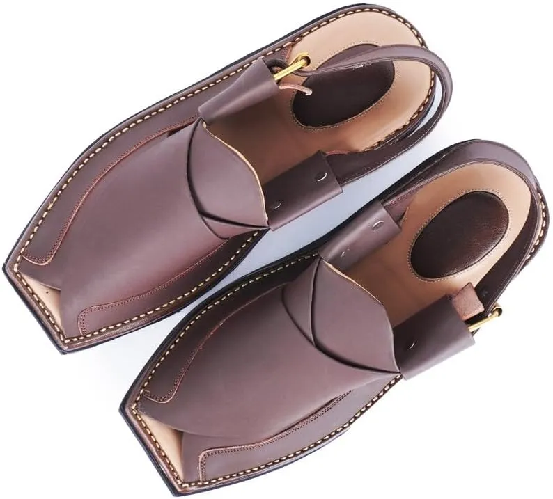 Mens Traditional Peshawari Chappal Double Sole Summer Stylish Genuine Cowhide Leather Sandal Comfortable Shoes for Men