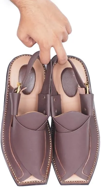 Mens Traditional Peshawari Chappal Double Sole Summer Stylish Genuine Cowhide Leather Sandal Comfortable Shoes for Men