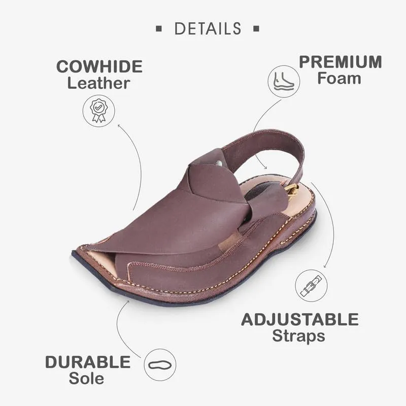 Mens Traditional Peshawari Chappal Double Sole Summer Stylish Genuine Cowhide Leather Sandal Comfortable Shoes for Men