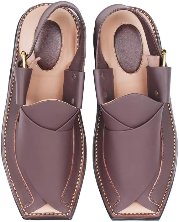 Mens Traditional Peshawari Chappal Double Sole Summer Stylish Genuine Cowhide Leather Sandal Comfortable Shoes for Men