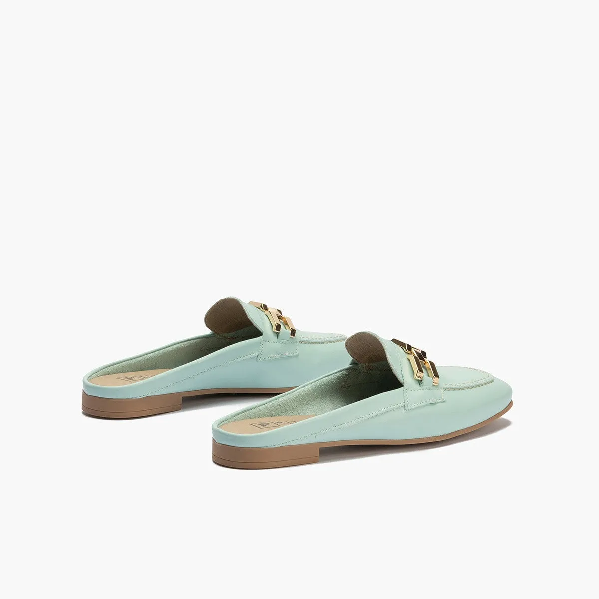 Mocasines de mujer zueco estilo mule con adorno y tacón bajo AZUL