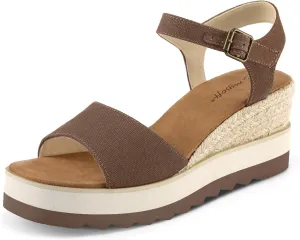 mysoft Womens Espadrille Wedge Sandals EVA Sole Platform Sandal Open Toe Ankle Strap Buckle Shoes