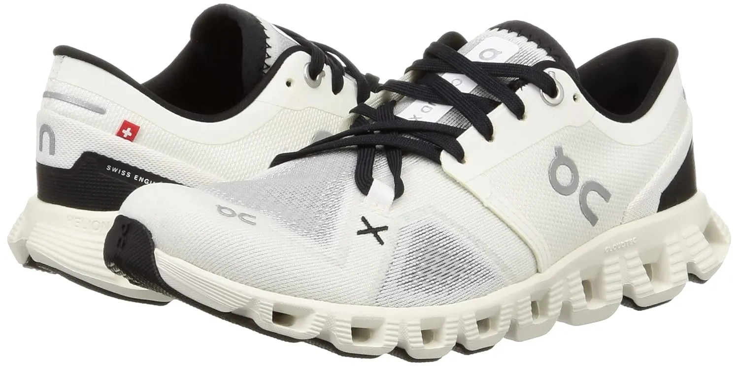 On Women's Cloud X 3 Sneakers, White/Black, 6 Medium US