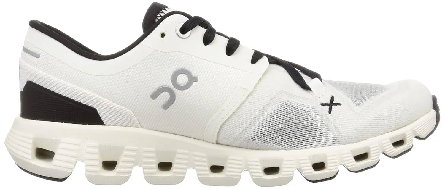 On Women's Cloud X 3 Sneakers, White/Black, 6 Medium US