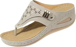 Orthopedic Sandals for Women Arch Support Platform Wedges Comfortable Flip Flops Slip on Mesh Hollow Sports Sandal