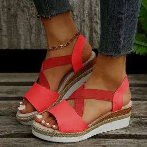Orthopedic Wedge Sandals for Women,Open Toe Strap Platform Ankle Sandals Casual Strappy Low Wedges Sandal Hollow Out Boho Comfortable Outdoor Slip on Sandal