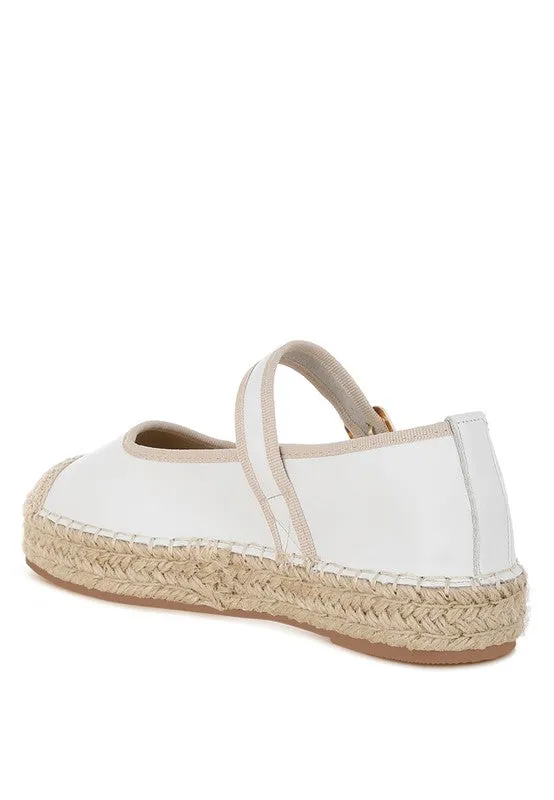 Ostac Genuine Leather Mary Jane Espradrilles