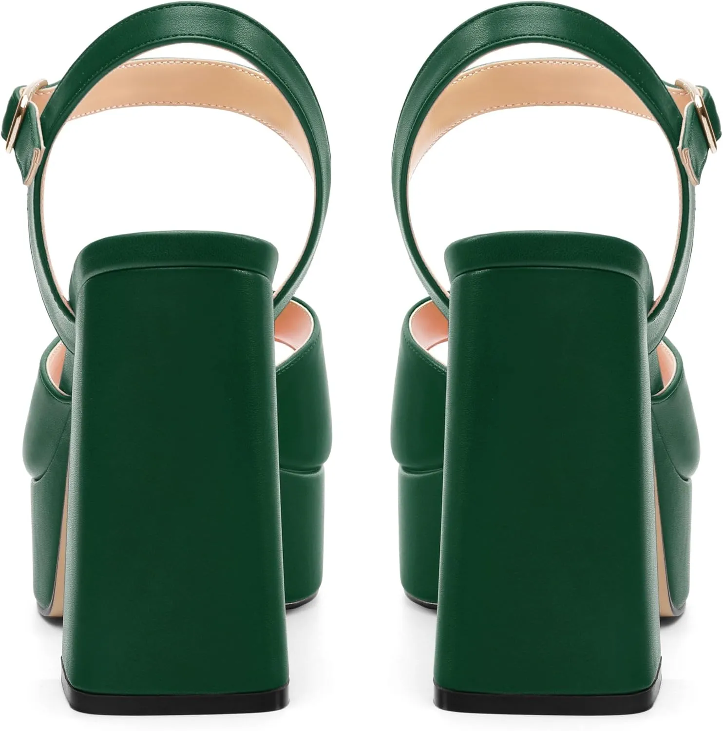 Platform Sandals High Heels for Women Comfortable Chunky Heel Square Open Toe Pumps with Adjustable Ankle Strap Women's Wedding Party Pumps