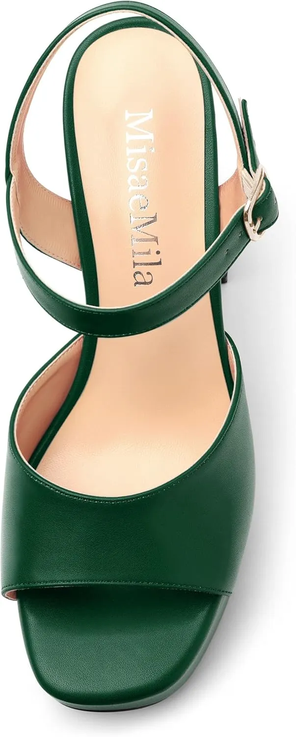 Platform Sandals High Heels for Women Comfortable Chunky Heel Square Open Toe Pumps with Adjustable Ankle Strap Women's Wedding Party Pumps