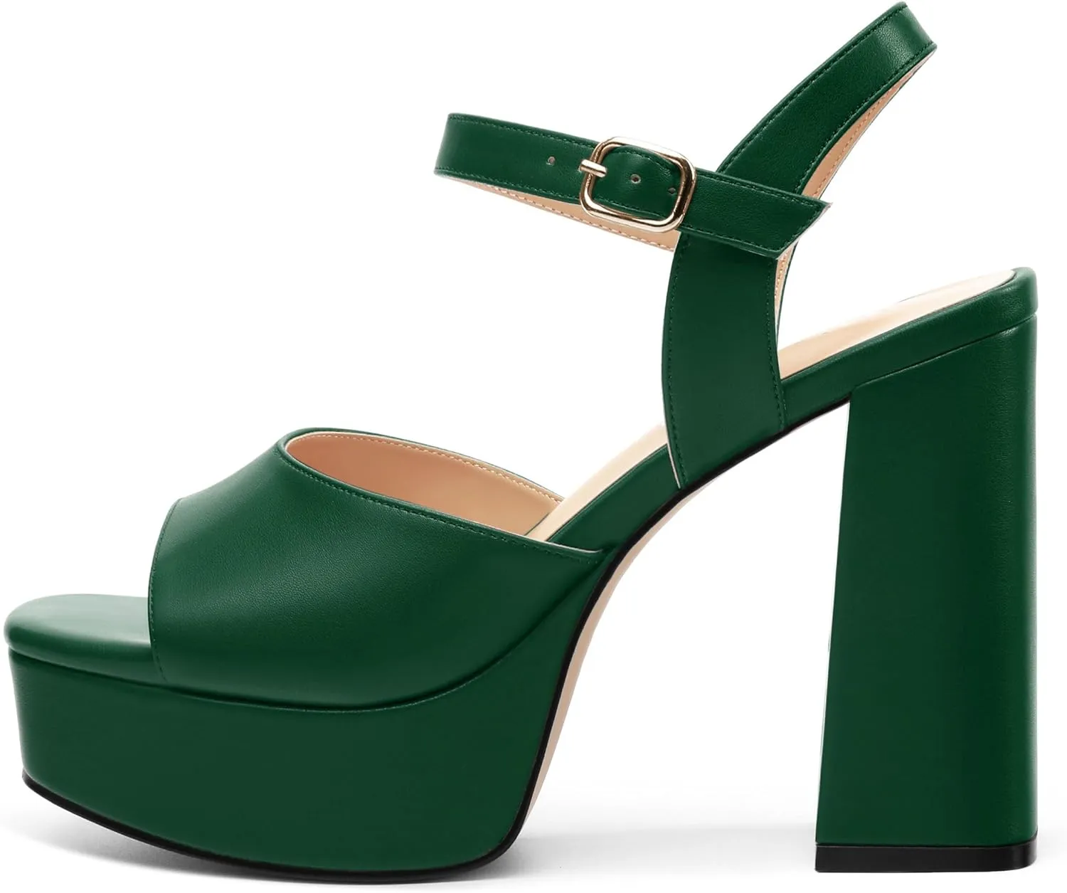 Platform Sandals High Heels for Women Comfortable Chunky Heel Square Open Toe Pumps with Adjustable Ankle Strap Women's Wedding Party Pumps