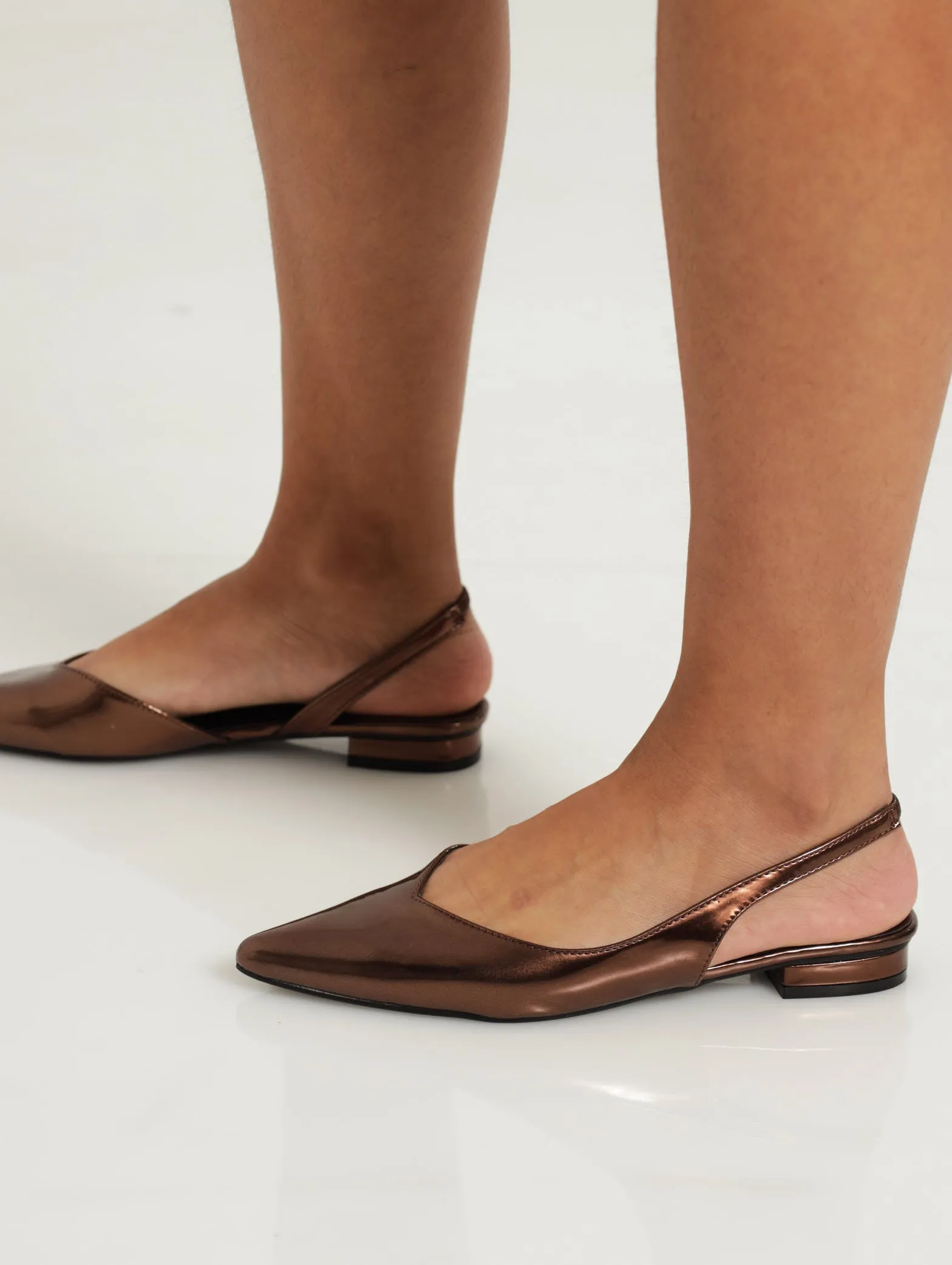 Pointy Pump Slingback Hi Shine Metallic Sandal
