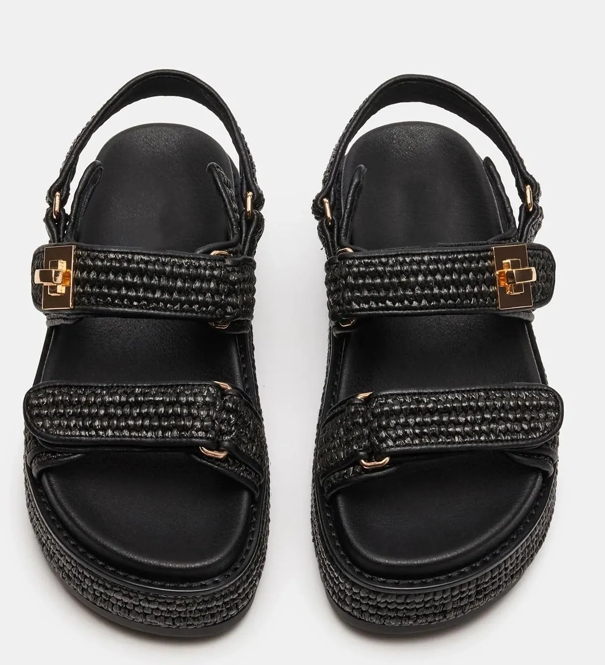 Raffia Platform Sandals for Women Comfortable Casual Beach Sandals Summer Open Toe Woven Slingback Platform Sandals with Adjustable Double Buckle Strap Beach Slides Sandals