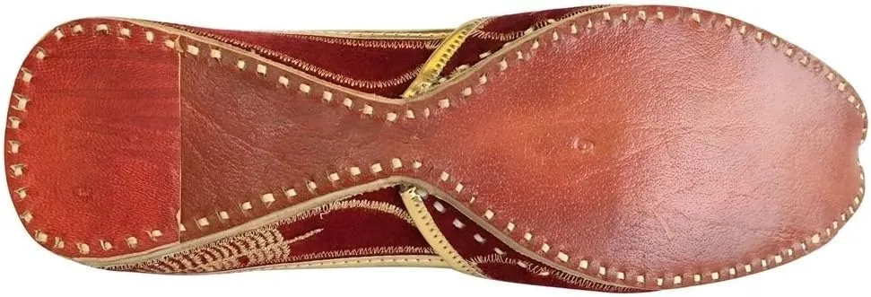 Royal Women Traditional Mehroon Peacock Punjabi Indian Jutti Mojari Flip Flops