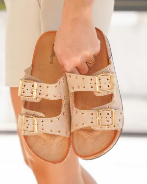 Sandale femme plate mule taupe - Adelmire
