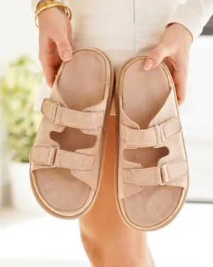 Sandale femme plateforme mule taupe - Laure
