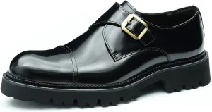 Santimon Mens Loafers Black Dress Leather Loafers Slip On Shoes for Men Business Casual Fashion Slip On Buckle Loafers Summer Shoes