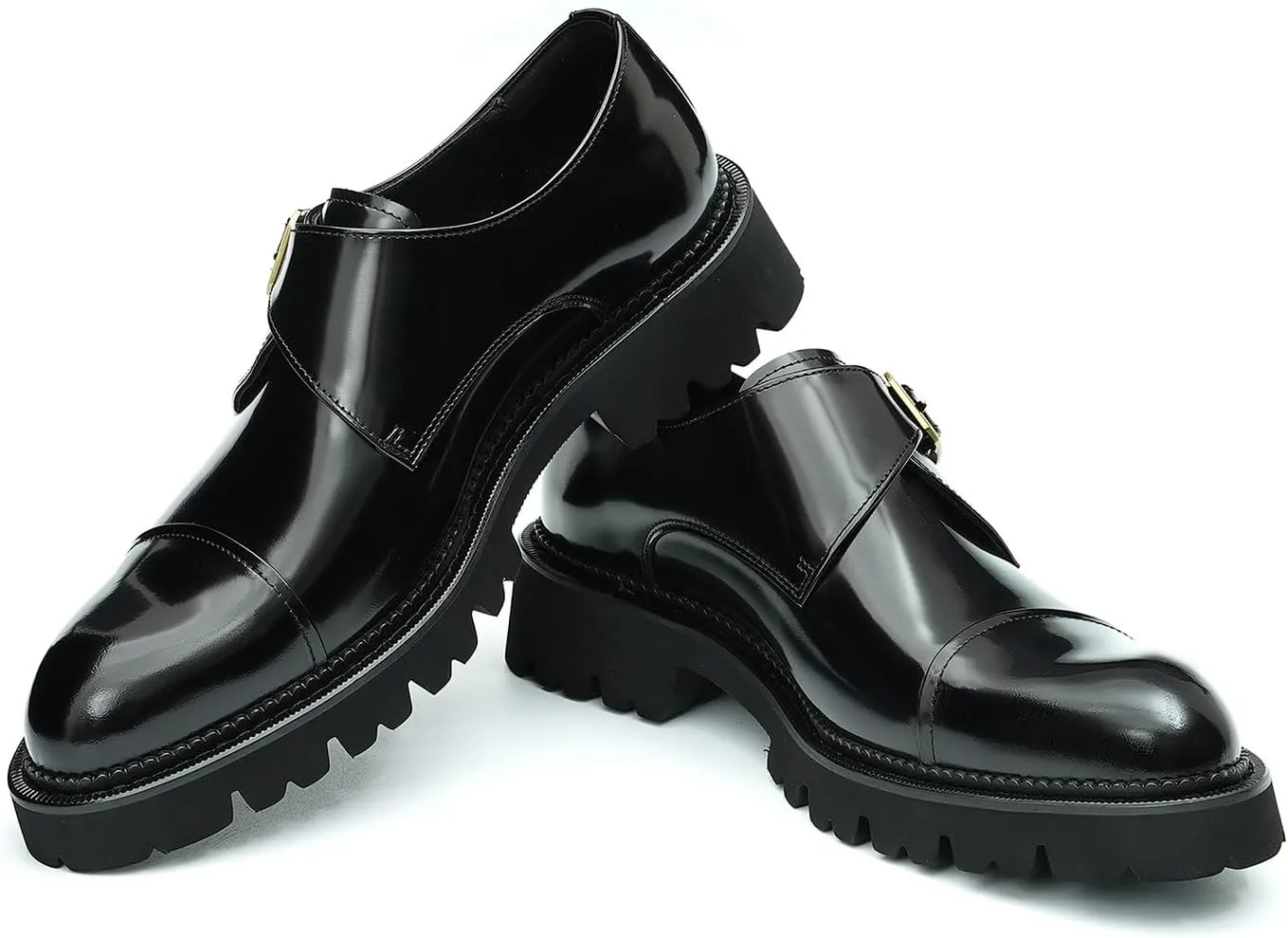 Santimon Mens Loafers Black Dress Leather Loafers Slip On Shoes for Men Business Casual Fashion Slip On Buckle Loafers Summer Shoes