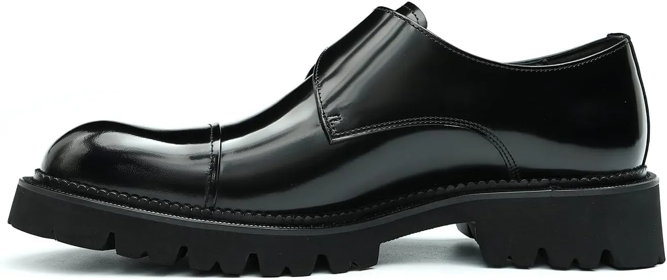 Santimon Mens Loafers Black Dress Leather Loafers Slip On Shoes for Men Business Casual Fashion Slip On Buckle Loafers Summer Shoes