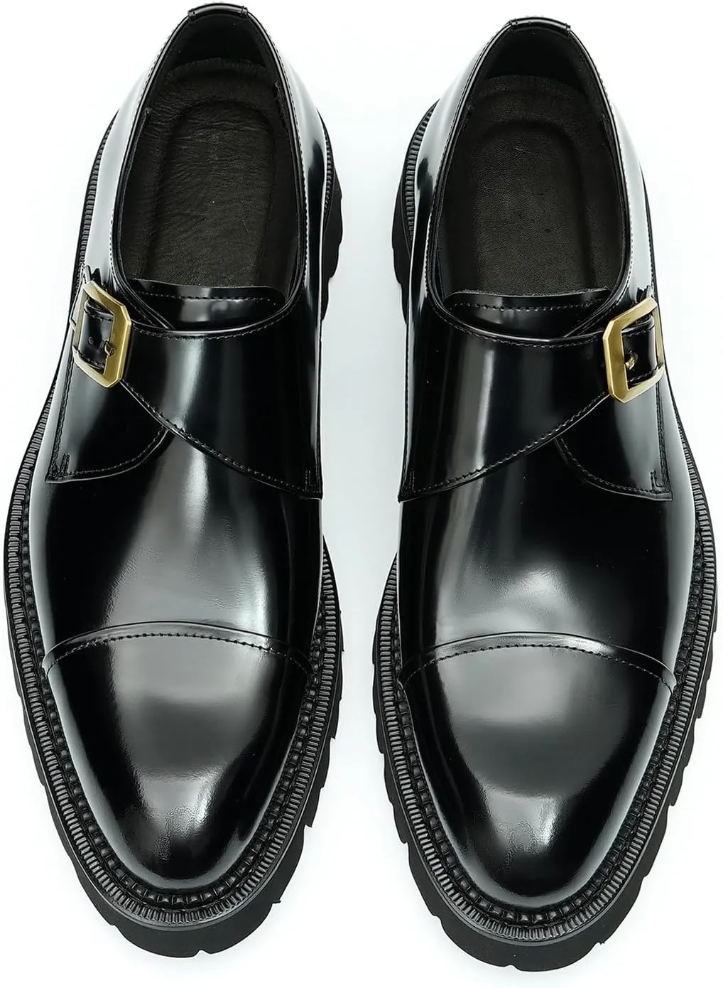 Santimon Mens Loafers Black Dress Leather Loafers Slip On Shoes for Men Business Casual Fashion Slip On Buckle Loafers Summer Shoes