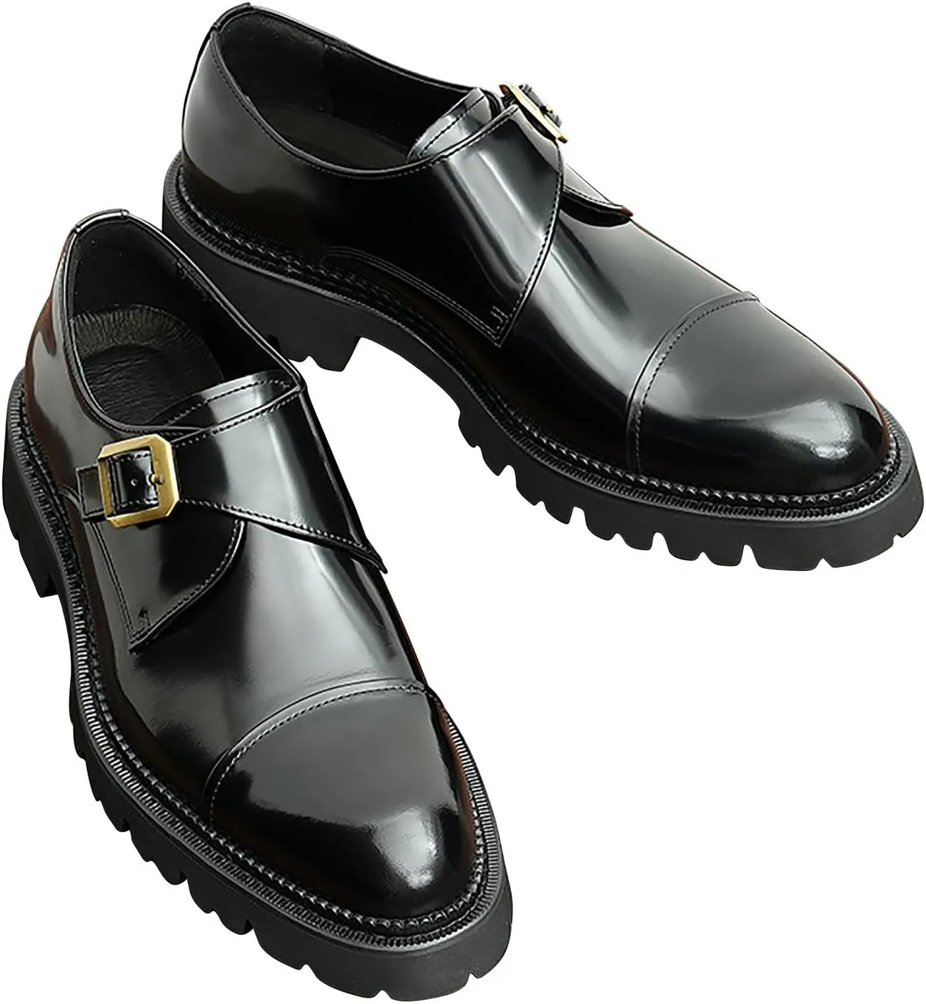 Santimon Mens Loafers Black Dress Leather Loafers Slip On Shoes for Men Business Casual Fashion Slip On Buckle Loafers Summer Shoes