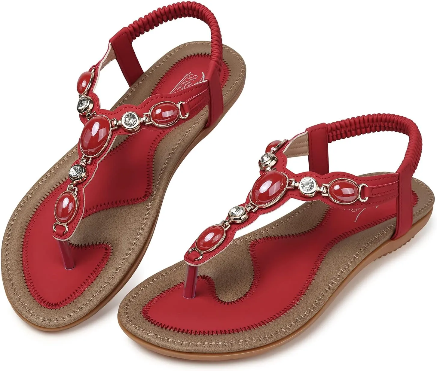 SHIBEVER Flat Sandals for Women Dressy: Summer Comfortable Dress Thong Flats Sandal