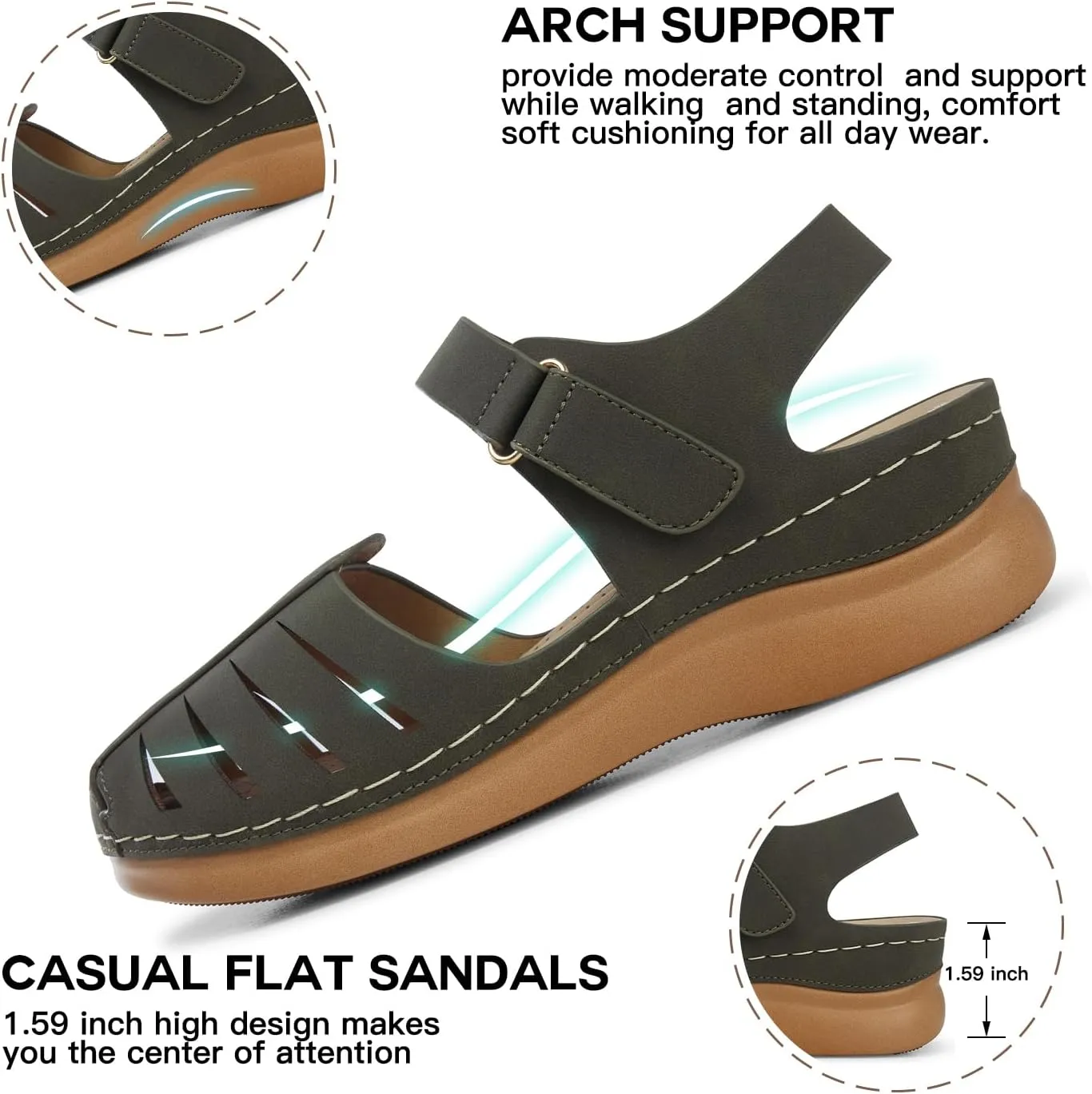 SHIBEVER Women Comfortable Flat Sandals: Dressy Summer Sandal - Closed Toe Fisherman Sandals