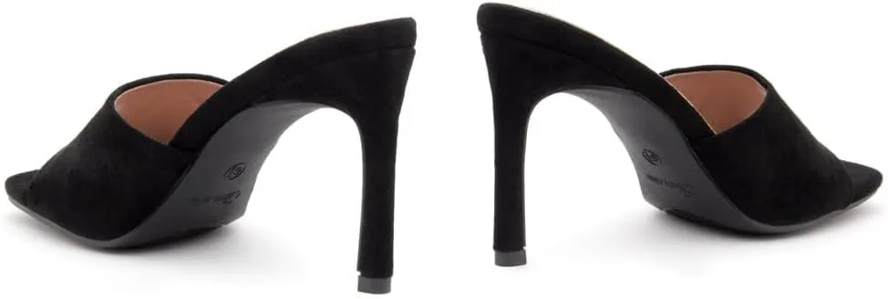 Shoe Land Melrose Women's High Heels Stiletto Heeled Slides, Square Open Toe One Band Slip-On Heeled Mules – Dressy Clear Heeled Sandals for Prom Party Wedding and Vacation