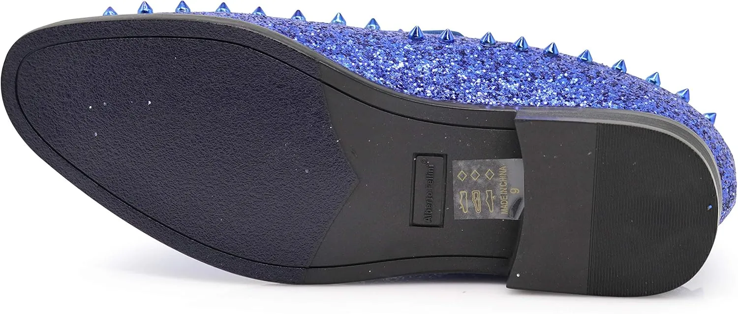 SPK09 Men's Vintage Spike Dress Loafers Slip On Fashion Shoes Classic Tuxedo Dress Shoes