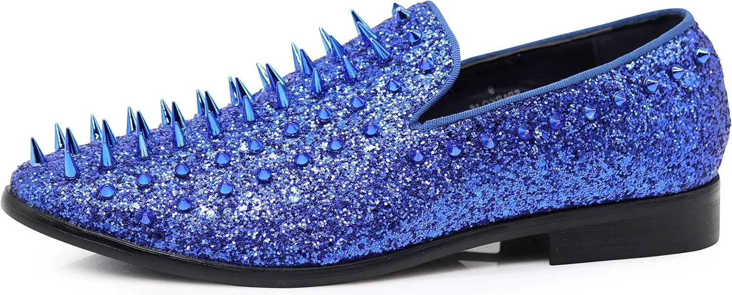 SPK09 Men's Vintage Spike Dress Loafers Slip On Fashion Shoes Classic Tuxedo Dress Shoes