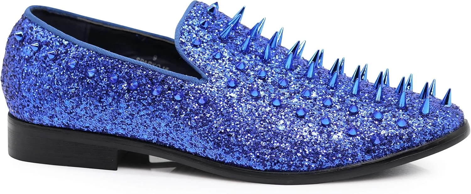 SPK09 Men's Vintage Spike Dress Loafers Slip On Fashion Shoes Classic Tuxedo Dress Shoes