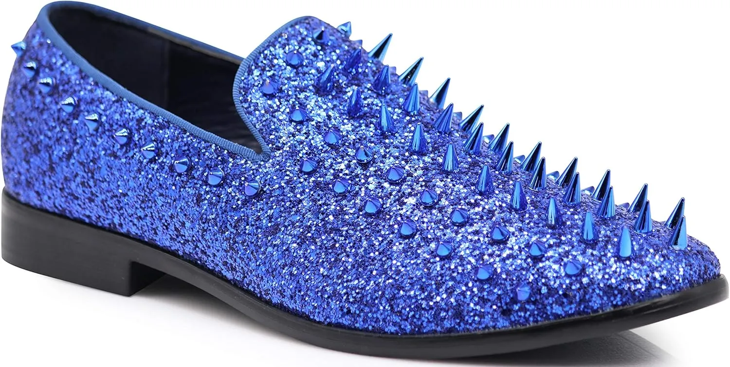 SPK09 Men's Vintage Spike Dress Loafers Slip On Fashion Shoes Classic Tuxedo Dress Shoes